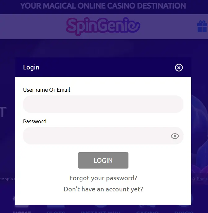 Spin Genie Casino login